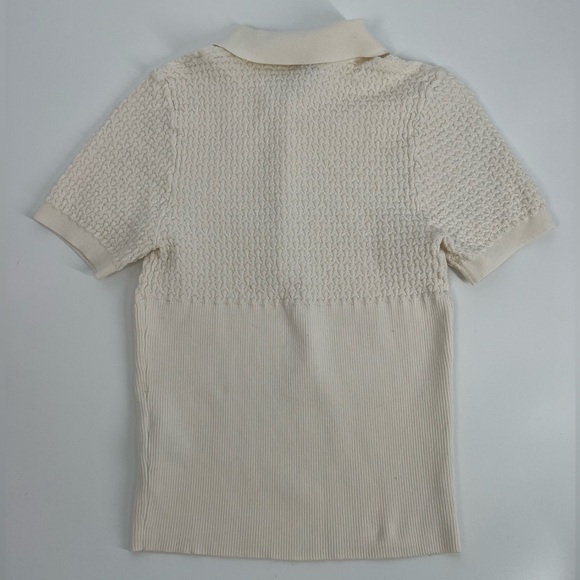 Sandro Cream Esmia knitted polo top with pearl front size 3 / large - Picture 3 of 7